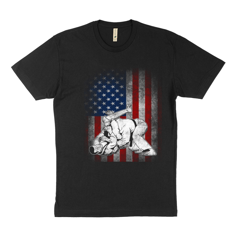 Jiu JItsu BJJ MMA US Flag Shirt Gift for Jiujitsu Sustainable T-Shirt