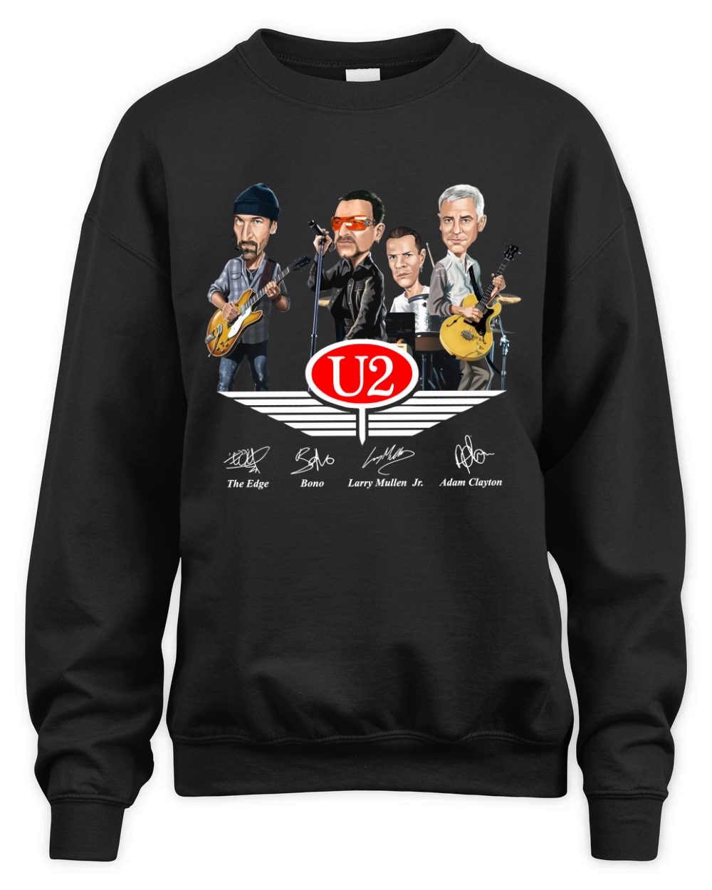 U2 signatures Larry Mullen Jr The Edge Bono Adam Clayton shirt Unisex Premium Crewneck Sweatshirt