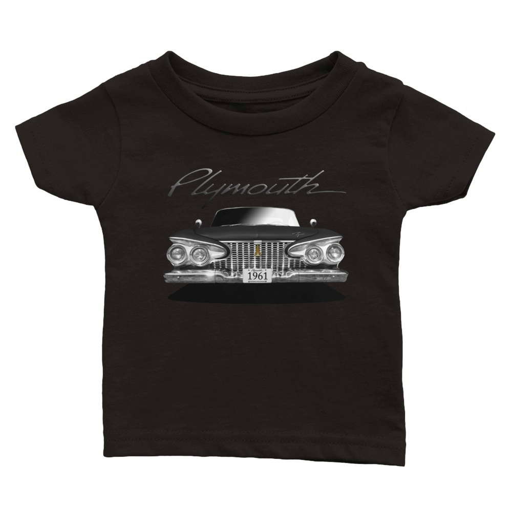 1961 Plymouth Fury Front Black White Classic Baby Crewneck T-shirt