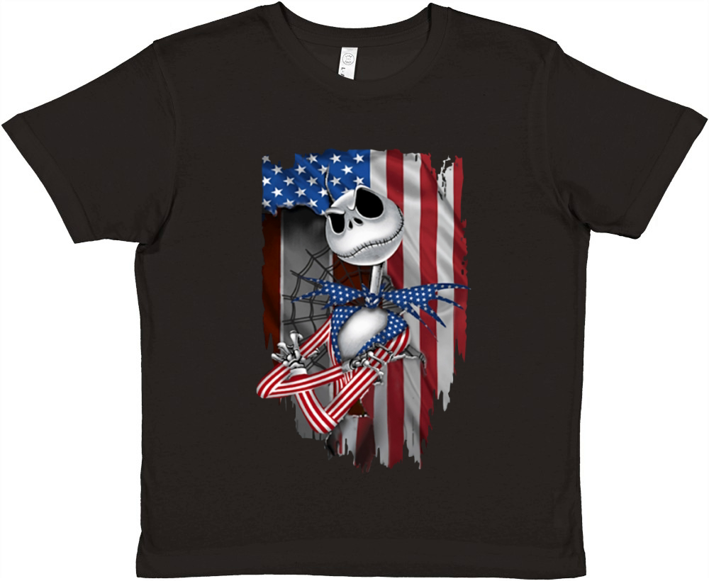 Jack Skellington American flag 4th of July shirt Premium Kids Crewneck T-shirt