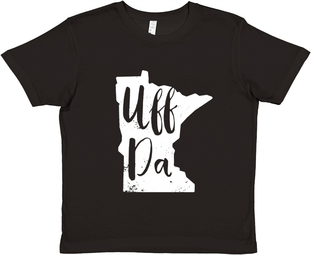 Uff Da Minnesota Map Funny Distressed T-Shirt Premium Kids Crewneck T-shirt