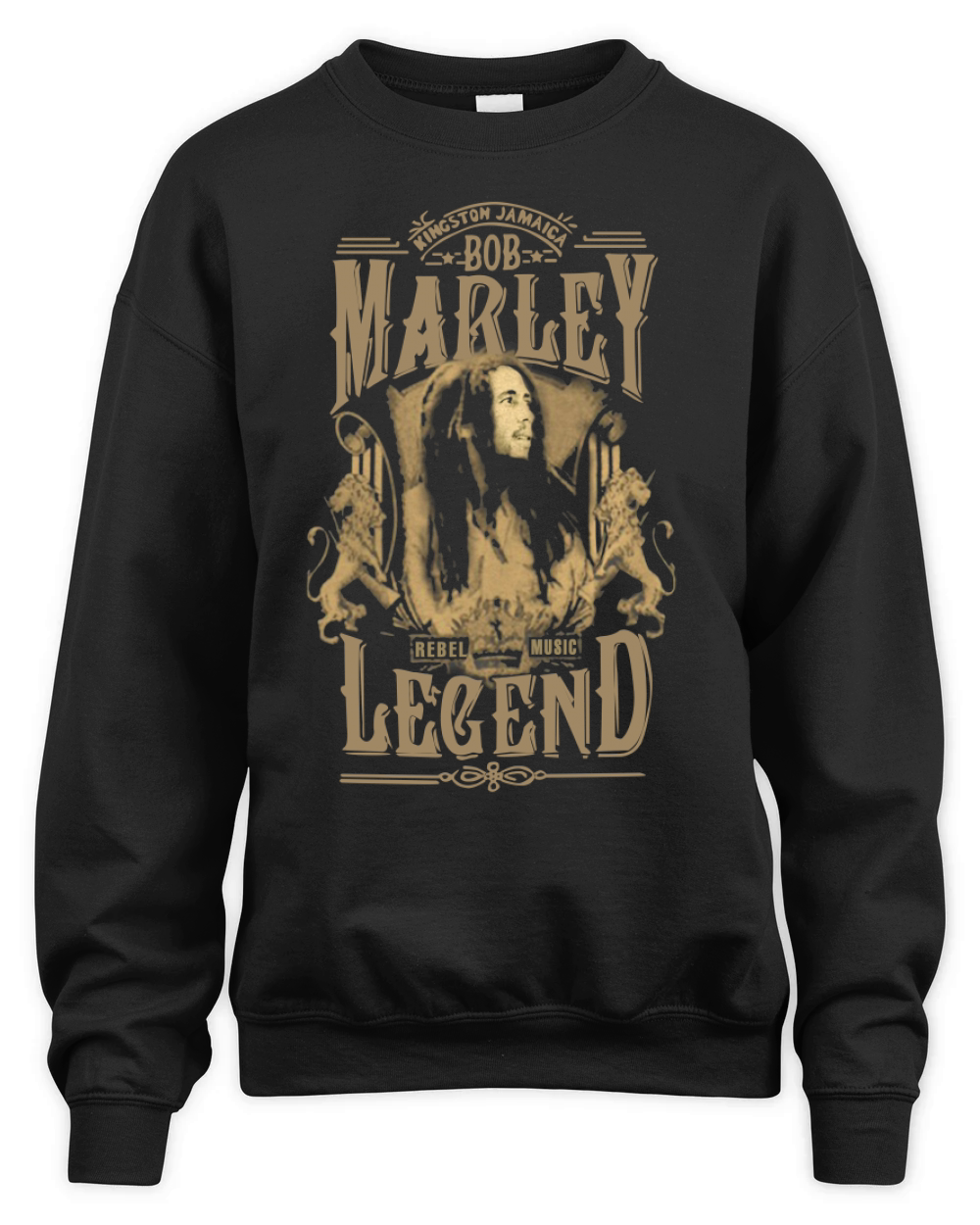 BOB MARLEY REBEL MUSIC LEGEND BLACK T SHIRT Unisex Premium Crewneck Sweatshirt
