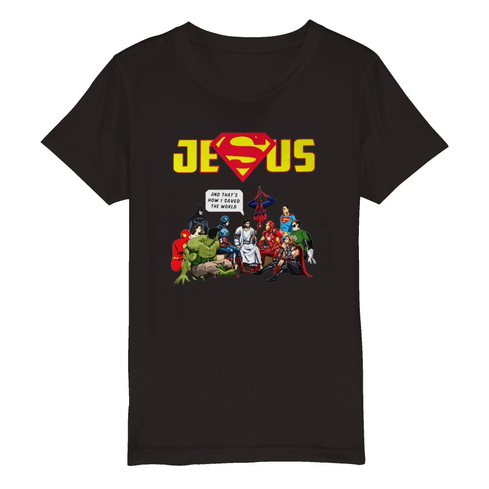 jesus saves the world superhero shirt