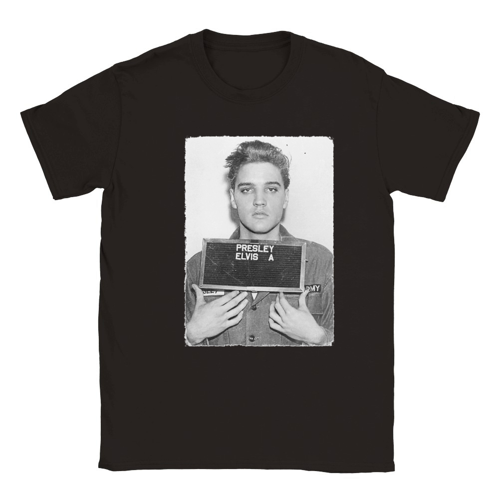 Elvis Presley Army Mug Shot Classic Kids Crewneck T-shirt