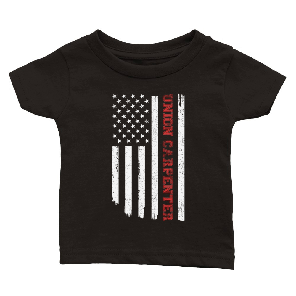 Vintage American USA Flag Union Carpenter Humor Classic Baby Crewneck T-shirt