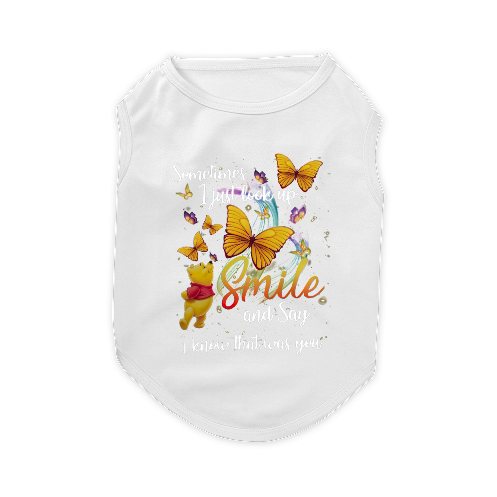 Pooh and butterfly Sometimes I just look up smile and say I know that was you - Ladies Flowy Tank Pet T-Shirt