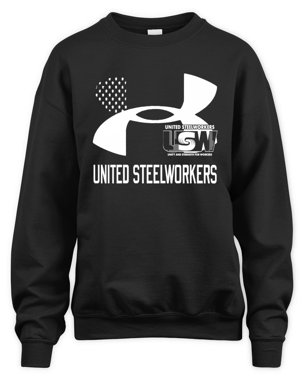 United Steelworkers Unity And Strength For Workers Flag - Drawstring Bag Unisex Premium Crewneck Sweatshirt