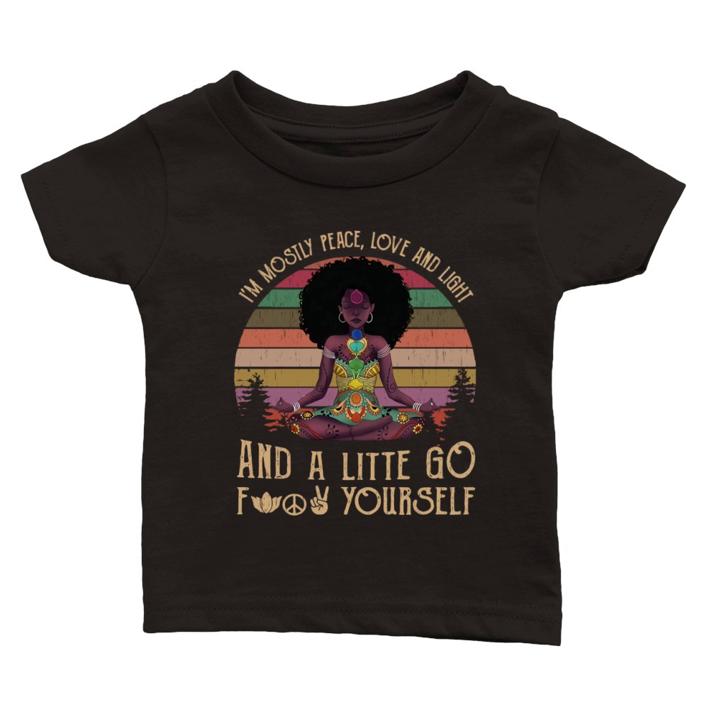 Vintage Black Queen Yoga I’m Mostly Peace Love And Light shirtn - Ladies Flowy Tank Classic Baby Crewneck T-shirt