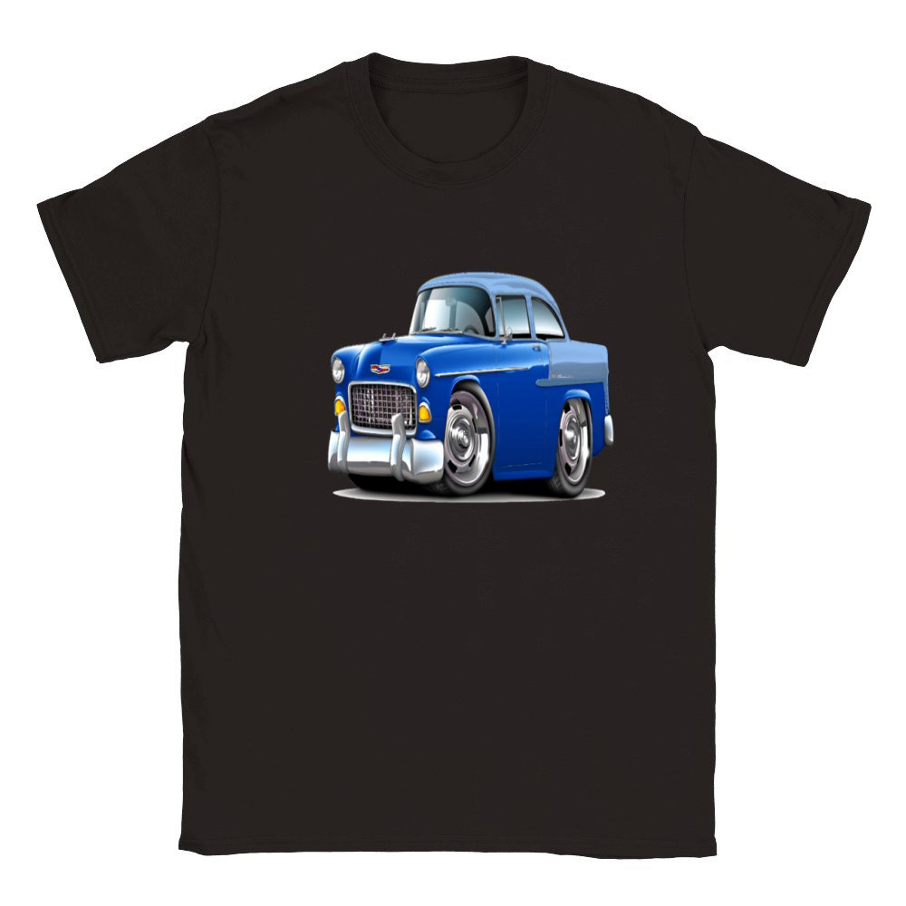1955 Chevy Belair Blue Car Custom Classic Kids Crewneck T-shirt