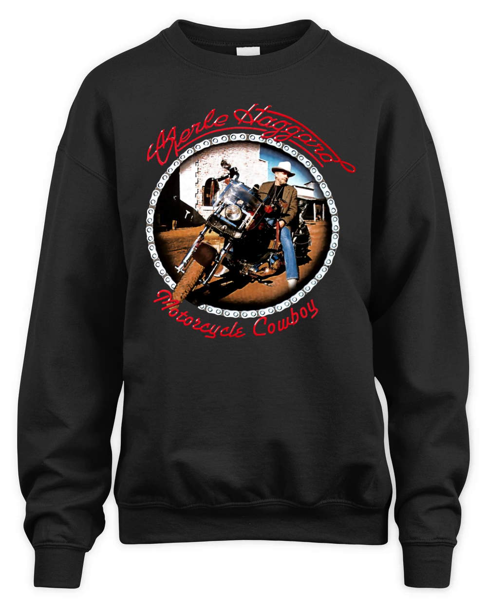 Merle Haggard - Motorcycle Cowboy Unisex Premium Crewneck Sweatshirt