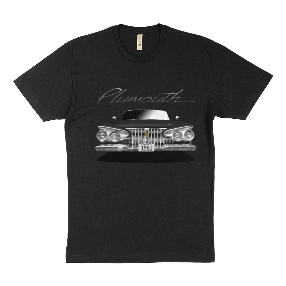 1961 Plymouth Fury Front Black White Sustainable T-Shirt