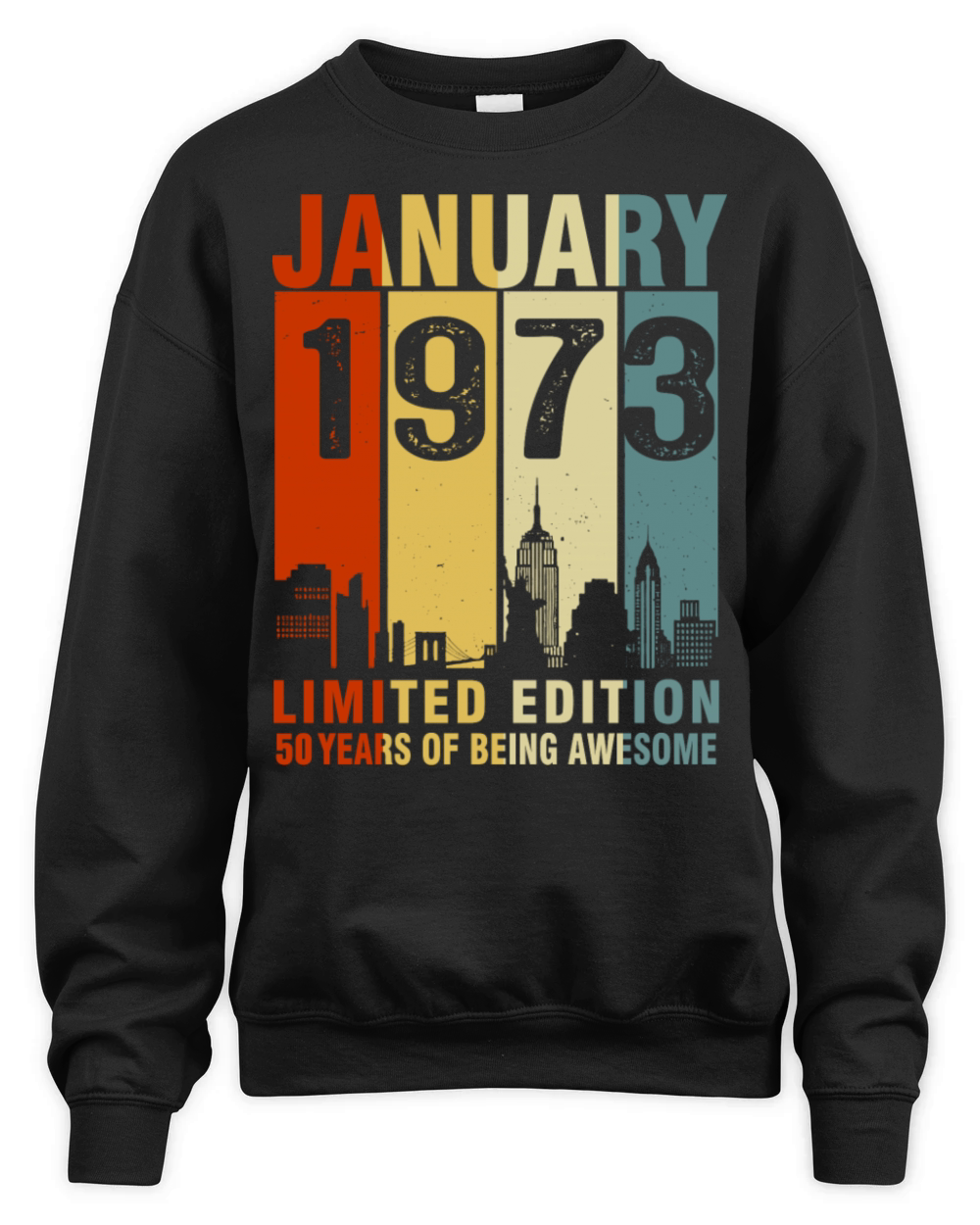 Vintage January 1973 50 Years Of Being Awesome Unisex Premium Crewneck Sweatshirt