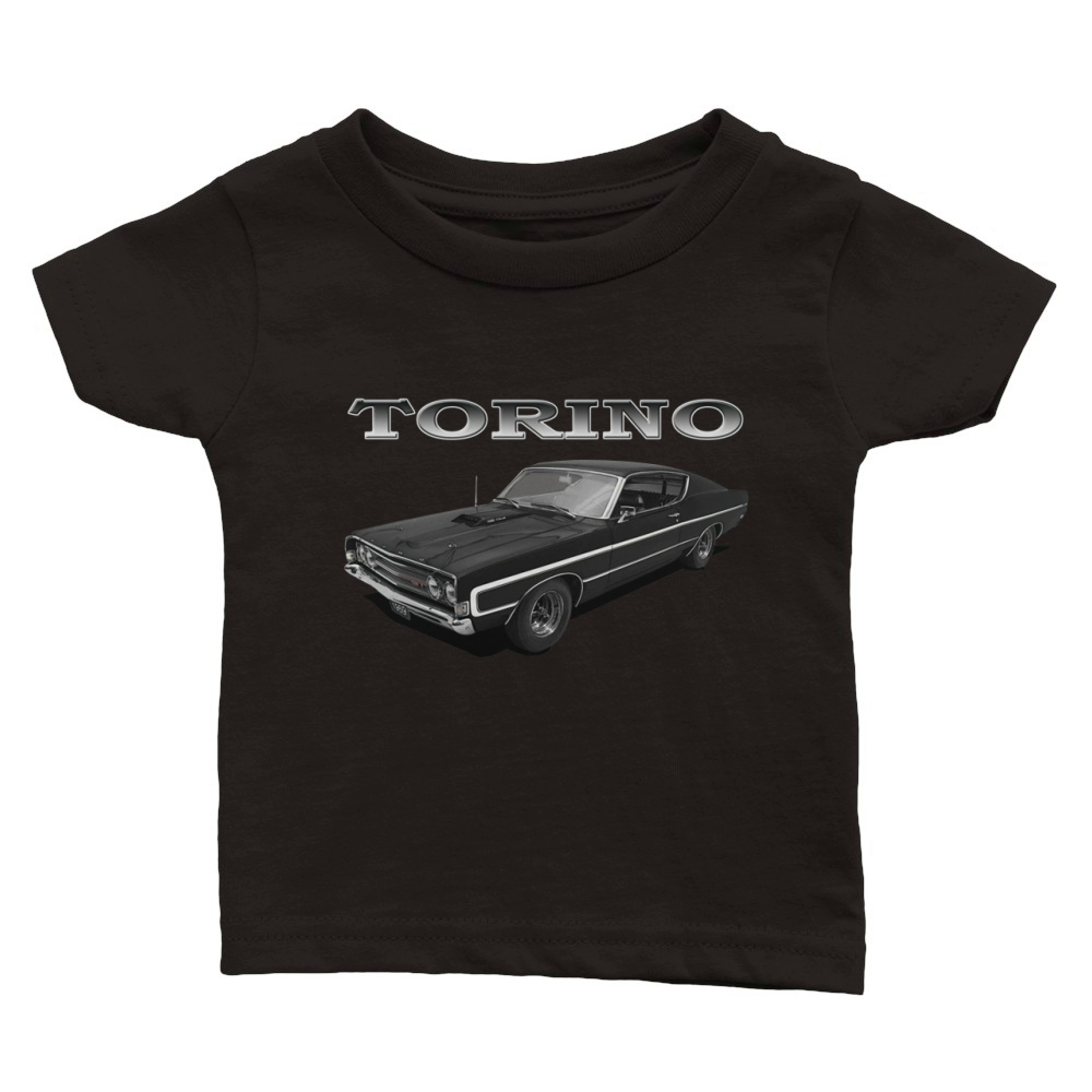 1969 Ford Torino GT Black Classic Baby Crewneck T-shirt