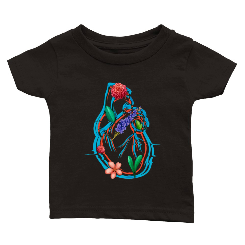 Anatomical Heart And Flowers Classic Baby Crewneck T-shirt