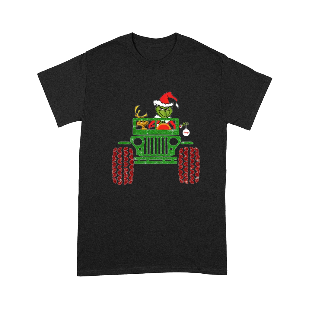 Grinch and Max Driving Jeep Christmas shirt - Sweatshirt Unisex Comfort T-shirt