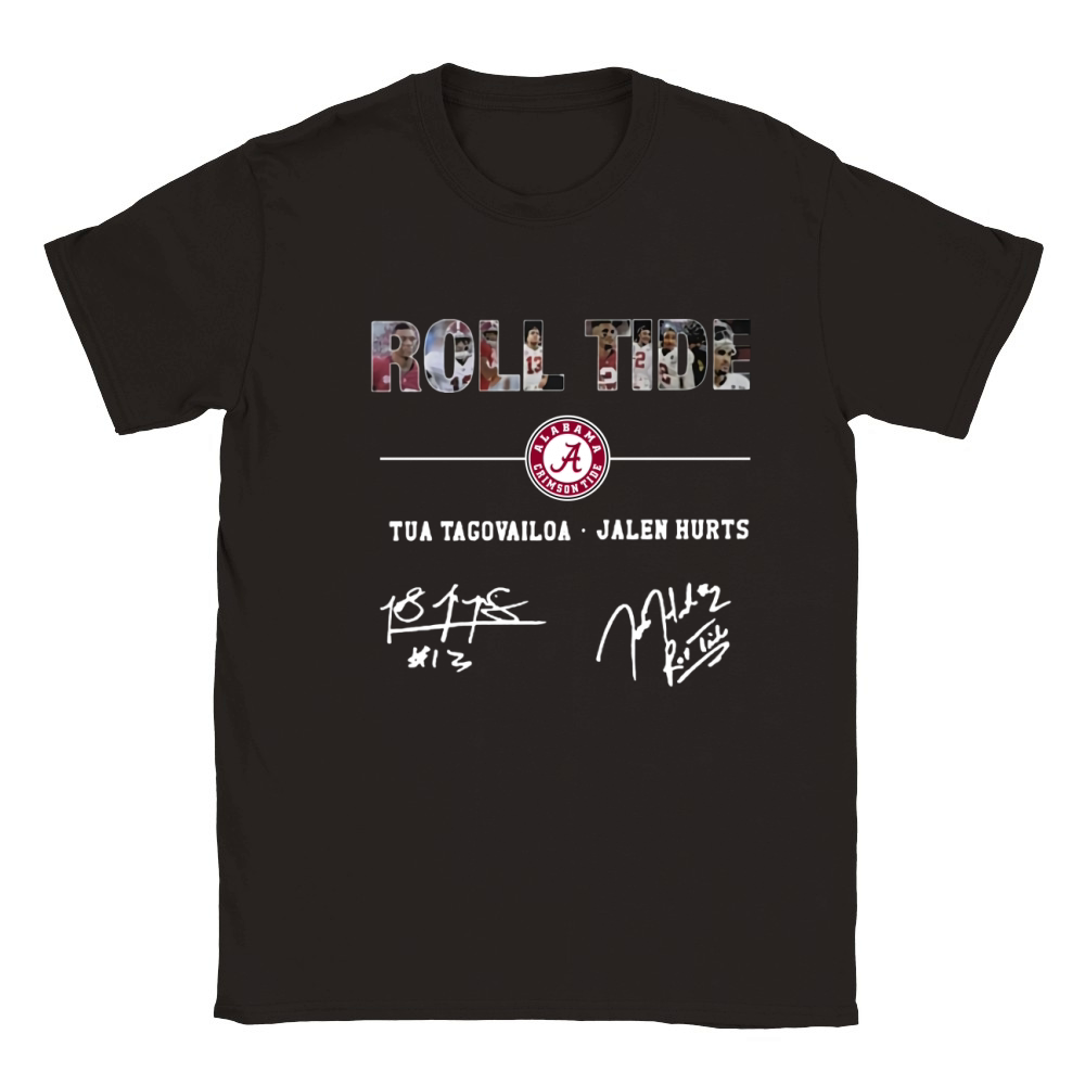 Alabama Roll Tide Signature –  Tua Tagovailoa, Jalen Hurts Classic Kids Crewneck T-shirt