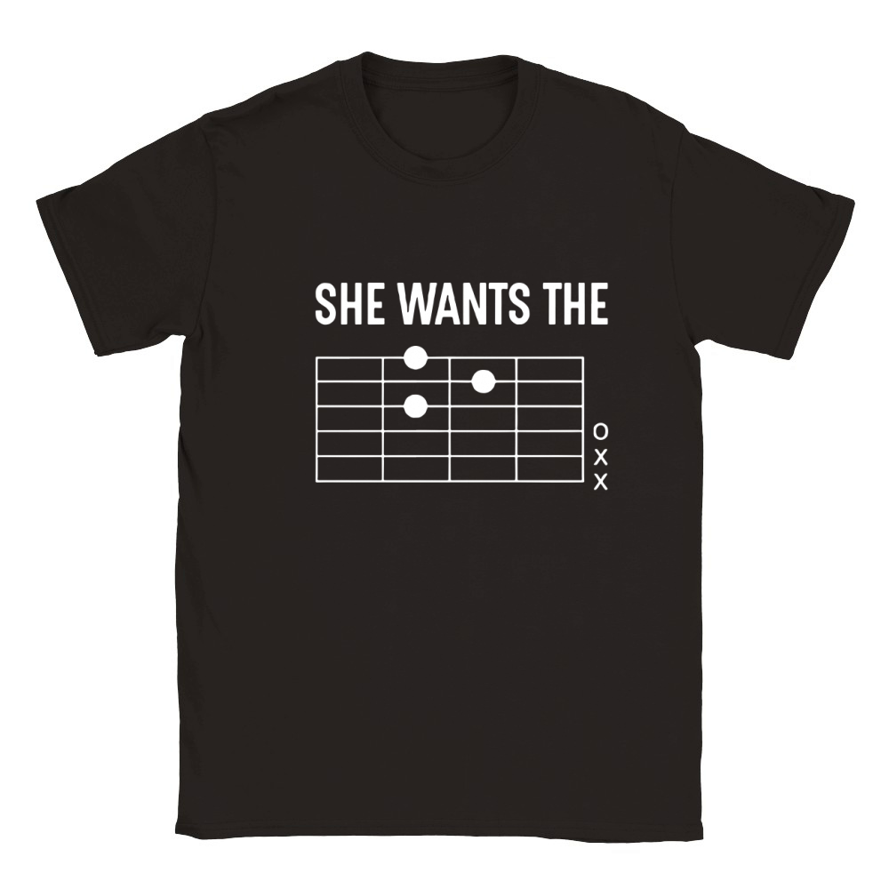 She Wants The D Chord Guitar Funny T shirt Classic Kids Crewneck T-shirt