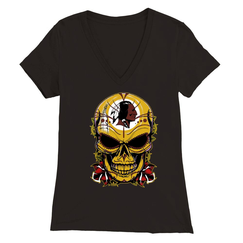 REDSKIN Cool Skull TShirt Premium Womens V-Neck T-shirt