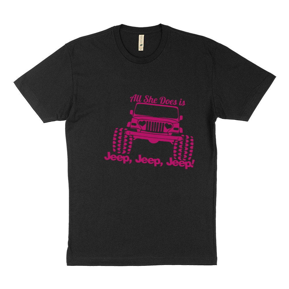 ALL SHE DOES IS JEEP JEEP JEEP Sustainable T-Shirt