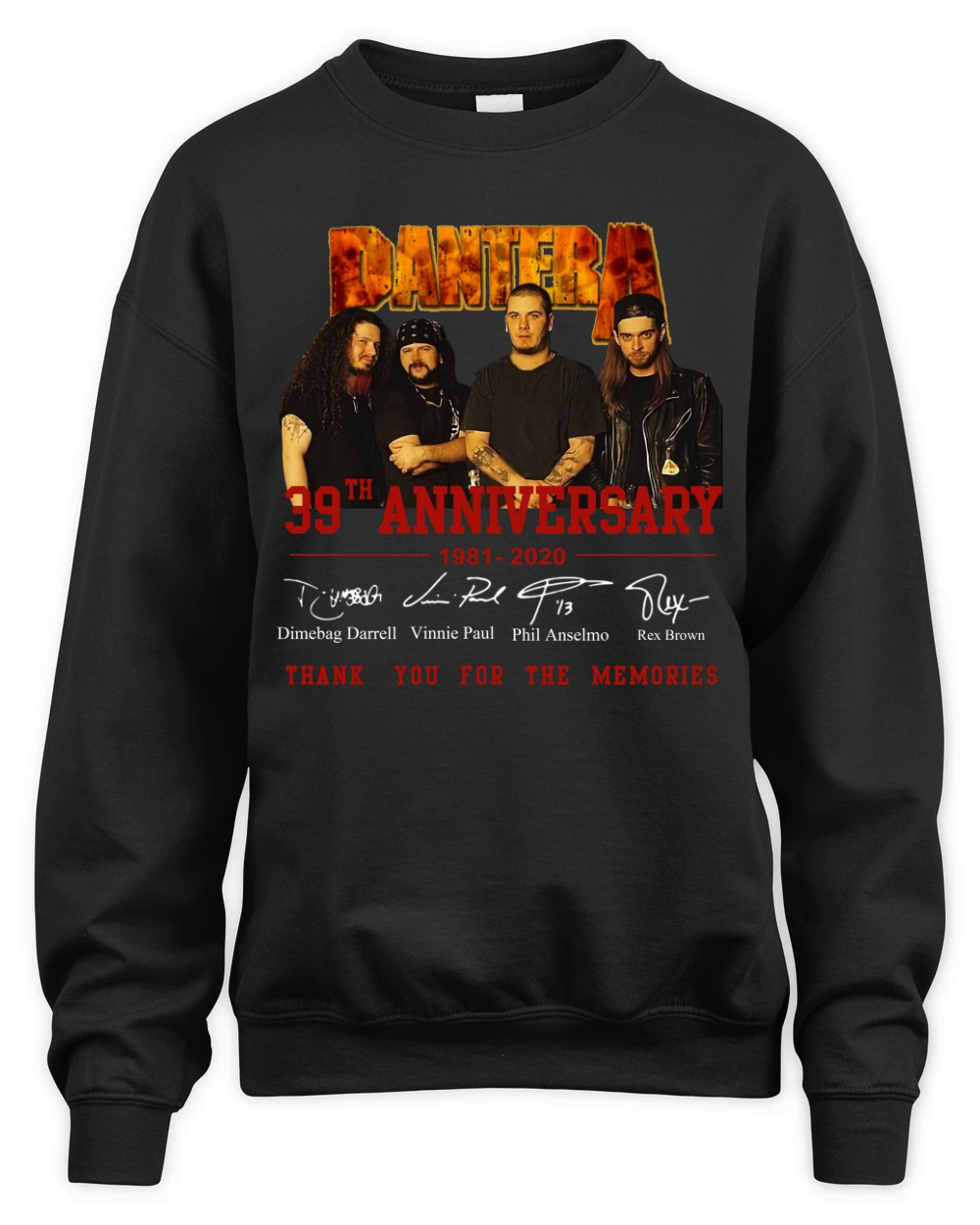 Pantera 39th anniversary 1981 2020 signatures thank for memories shirt Unisex Premium Crewneck Sweatshirt