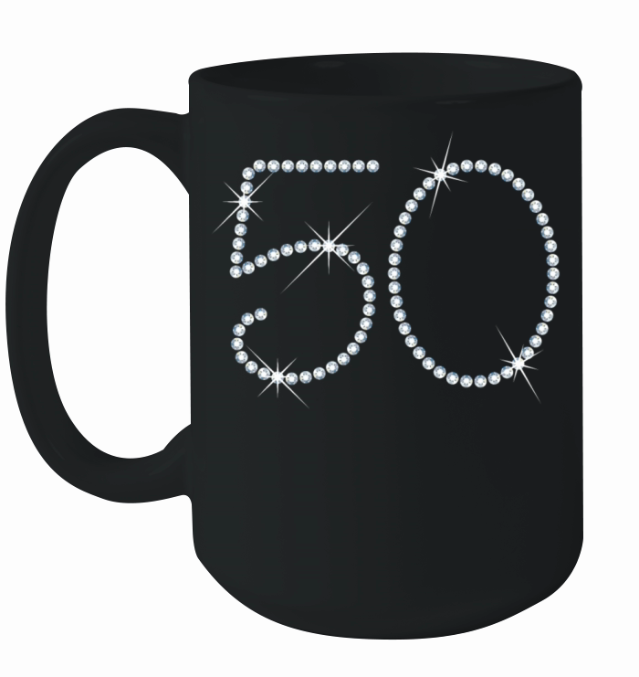 Faux Rhinestone 50th Birthday Ceramic Mug