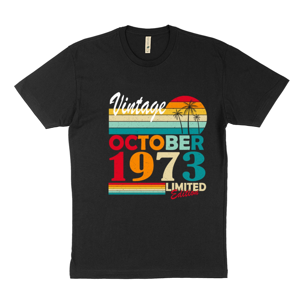 October 1973 Vintage Born Vintage Birthday Sustainable T-Shirt