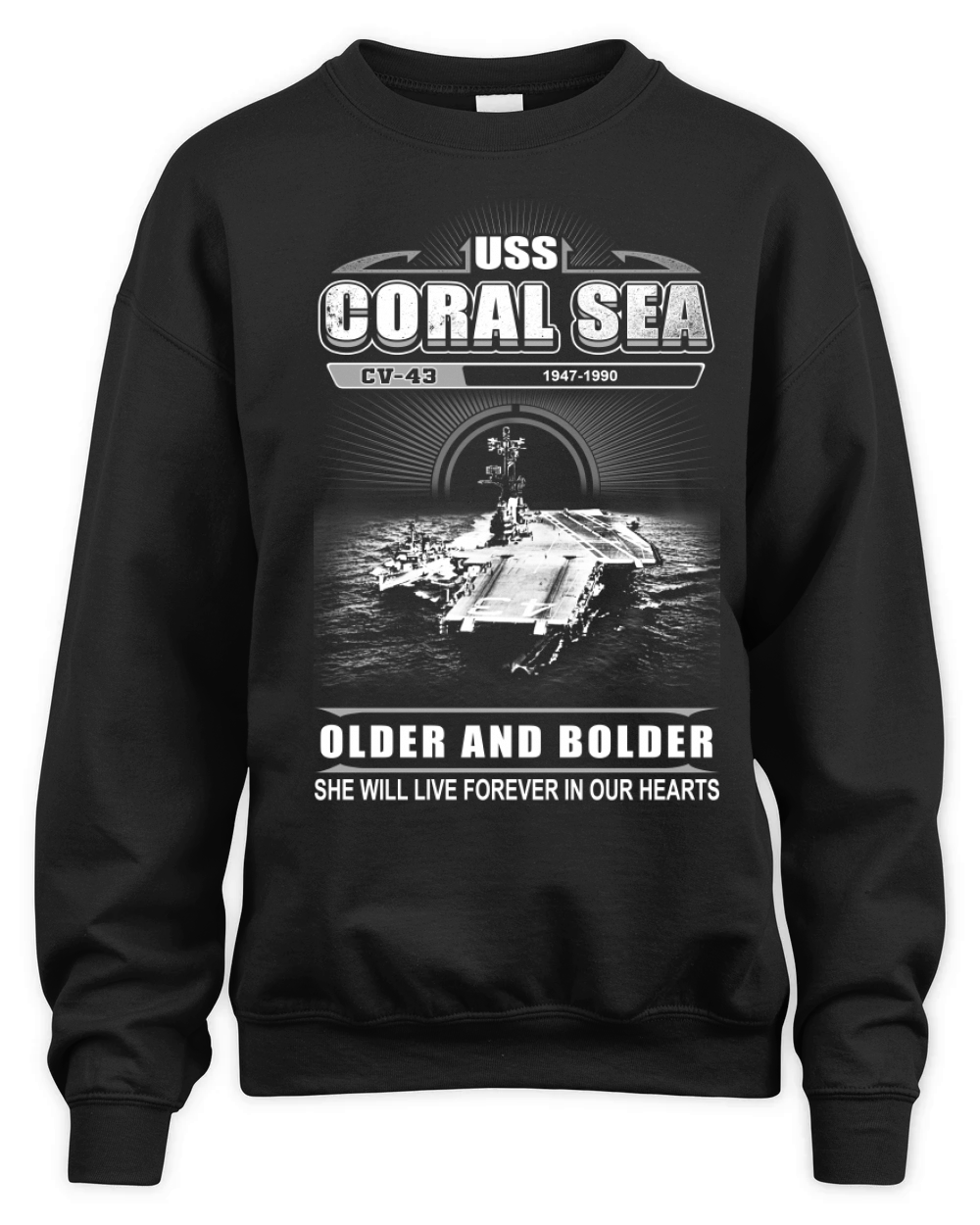 USS Coral Sea- Older And Bolder Unisex Premium Crewneck Sweatshirt