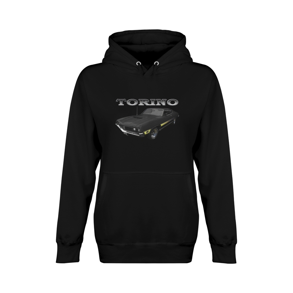 1971 Ford Torino Black Unisex Premium Pullover Hoodie