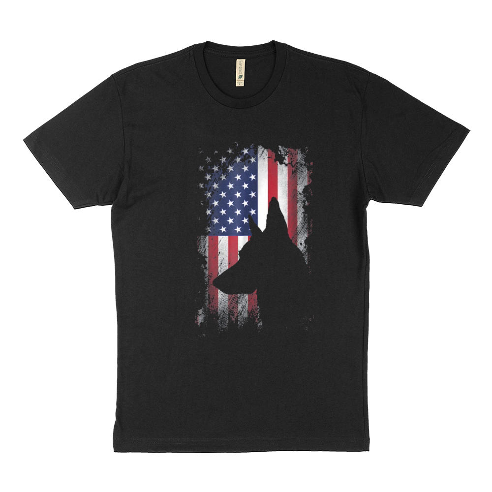 German Shepherd American Flag Sustainable T-Shirt