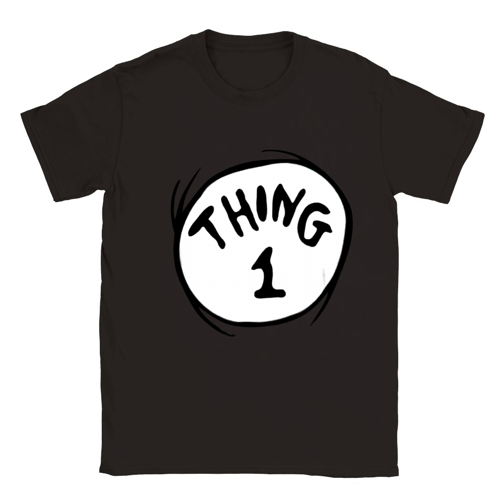 Dr Seuss Thing 1 Emblem RED Classic Kids Crewneck T-shirt