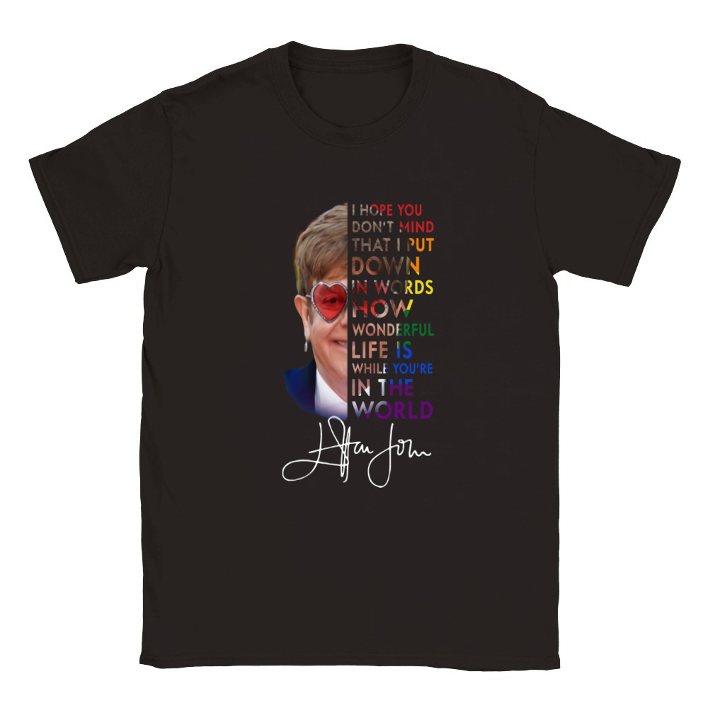 Elton John How Wonderful Life Is While You’re In The World Signature shirt Classic Kids Crewneck T-shirt