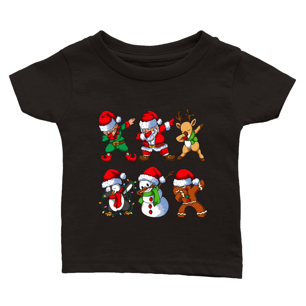 Dabbing Santa Elf Friends Christmas Kids Boys Men Classic Baby Crewneck T-shirt