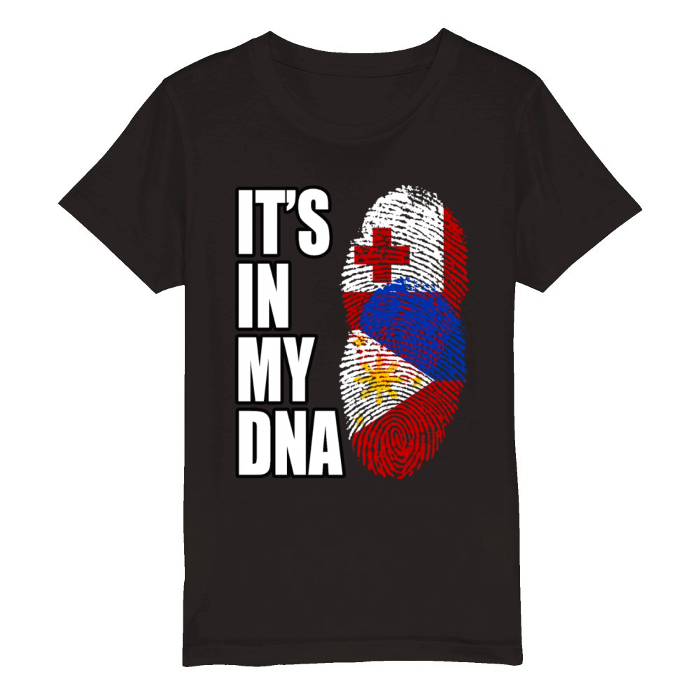 Tongan And Filipino Mix Heritage DNA Flag Organic Kids Crewneck T-shirt