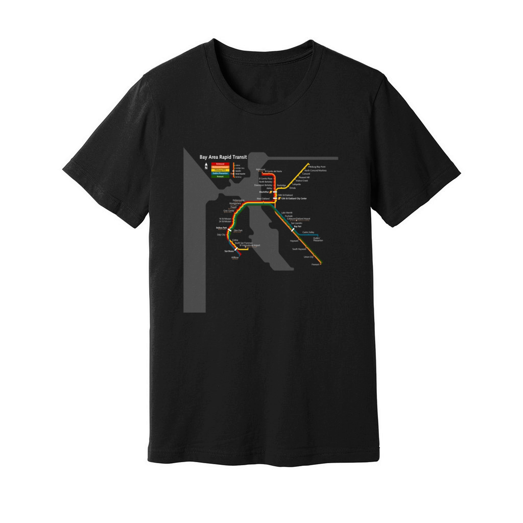 San Francisco T-Shirt BART Bay Area Transit Metro Map Tee Unisex Jersey Tee