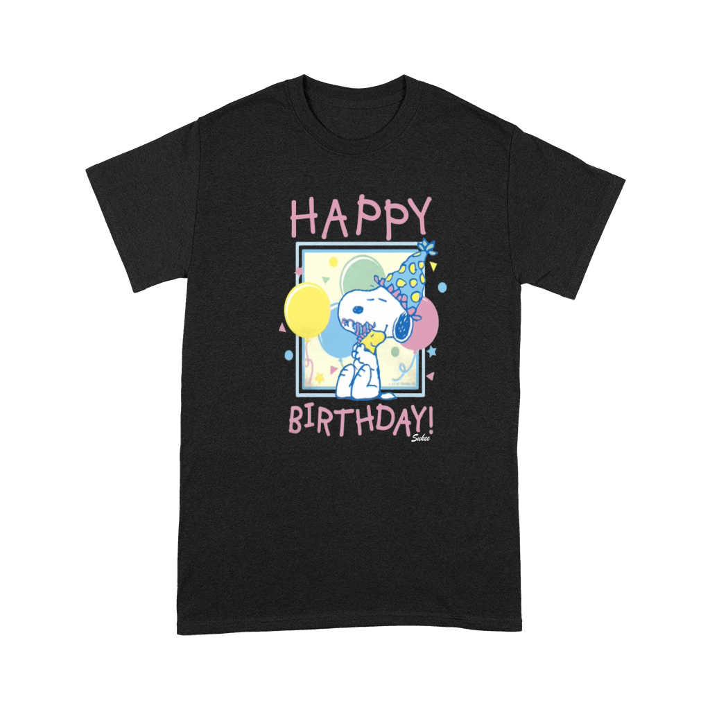 Peanuts Snoopy and Woodstock Happy Birthday Premium T-shirt