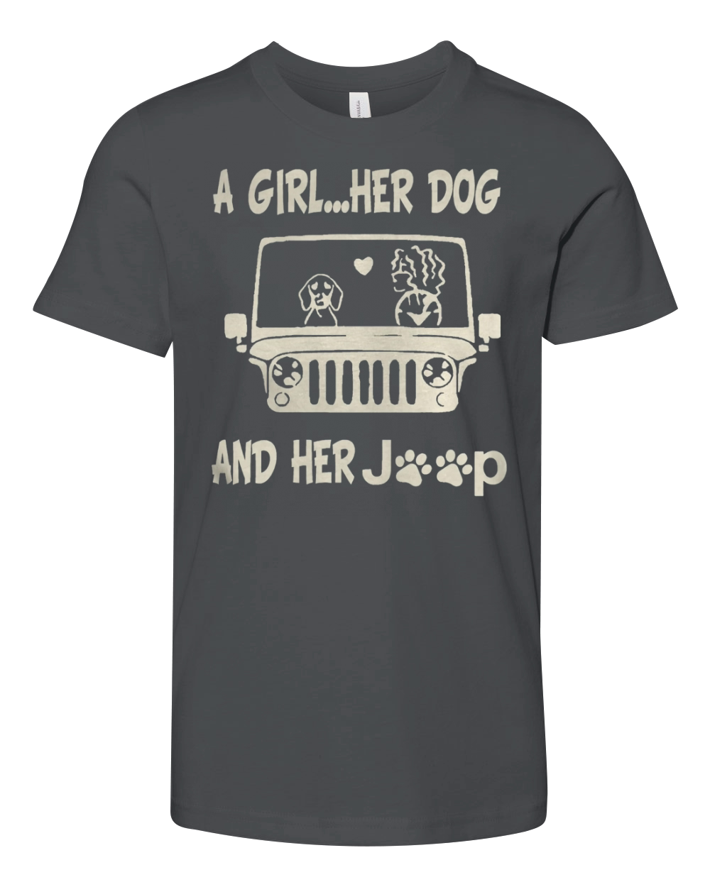 A GIRL HER DOG  JEEP Youth Unisex Jersey Tee