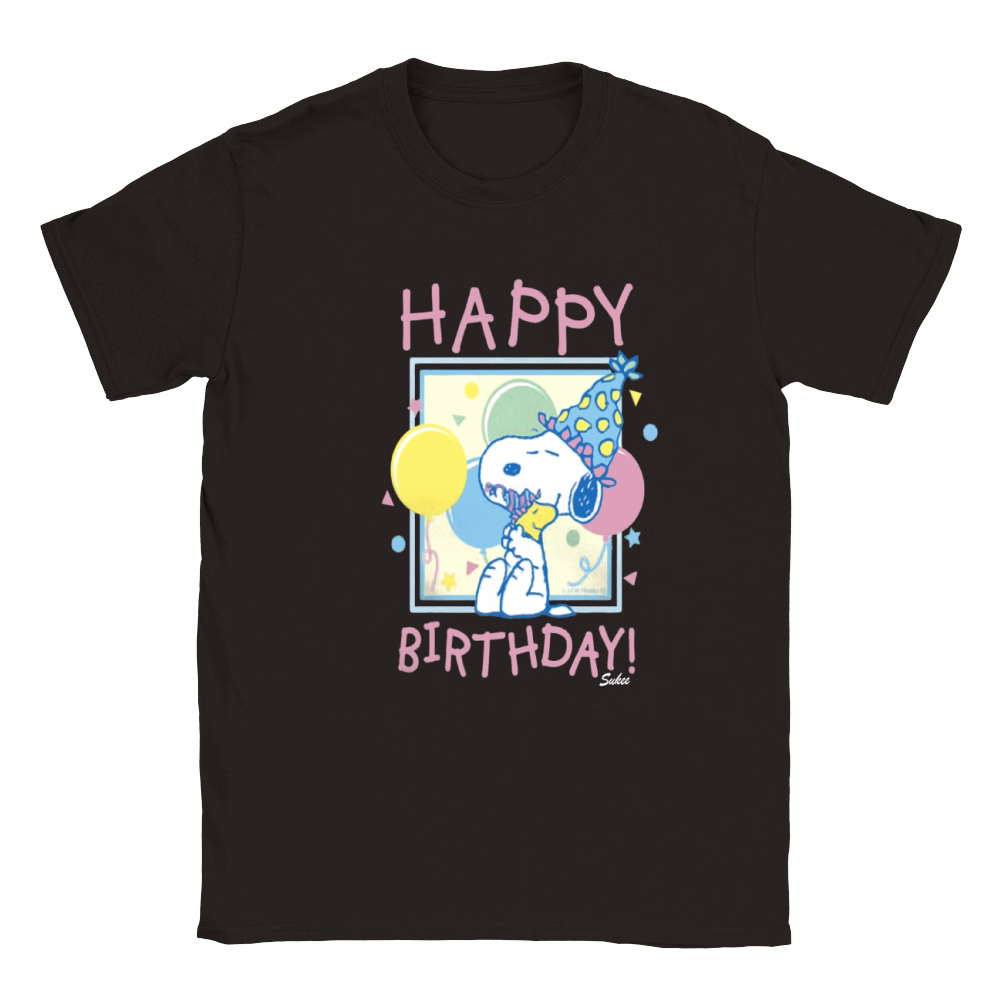 Peanuts Snoopy and Woodstock Happy Birthday Classic Kids Crewneck T-shirt