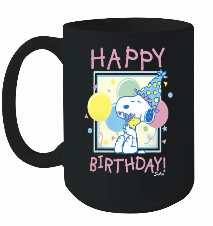 Peanuts Snoopy and Woodstock Happy Birthday Ceramic Mug