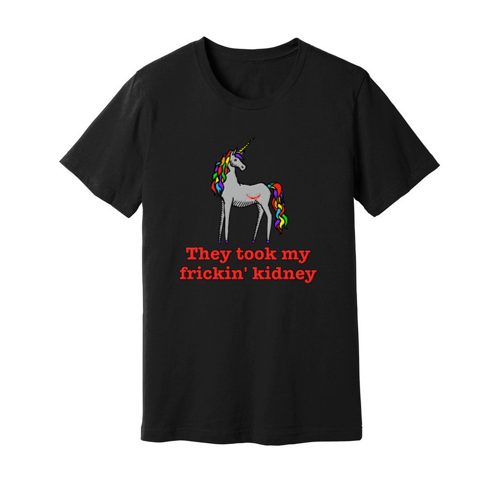 Charlie Unicorn They Took My Frickin  Kidney Unisex Jersey Tee