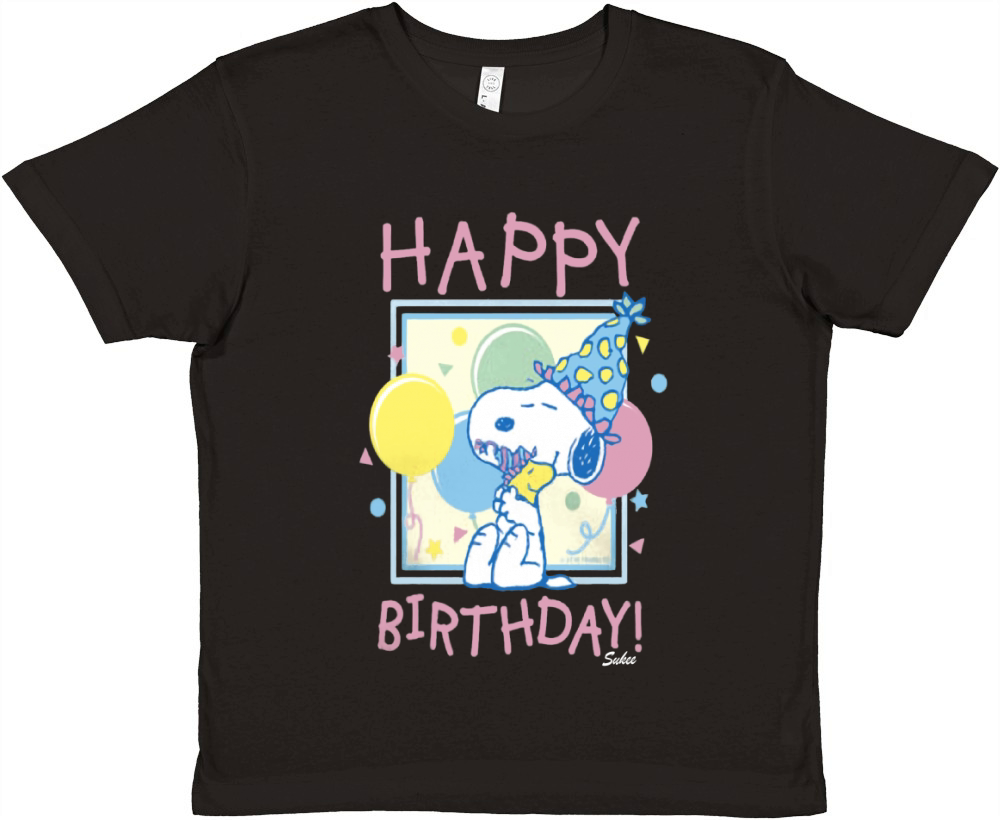 Peanuts Snoopy and Woodstock Happy Birthday Premium Kids Crewneck T-shirt