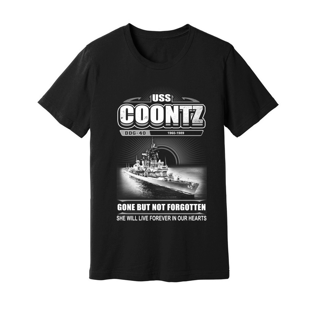 USS Coontz DDG 40 She will live in our hearts Unisex Jersey Tee
