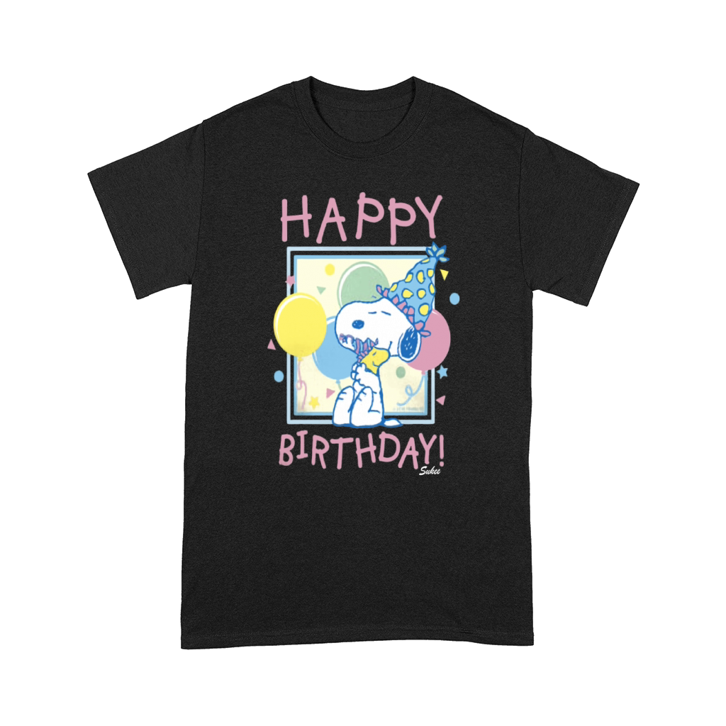 Peanuts Snoopy and Woodstock Happy Birthday Comfort T-shirt