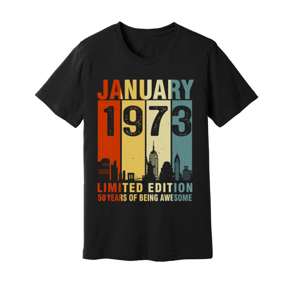 Vintage January 1973 50 Years Of Being Awesome Unisex Jersey Tee