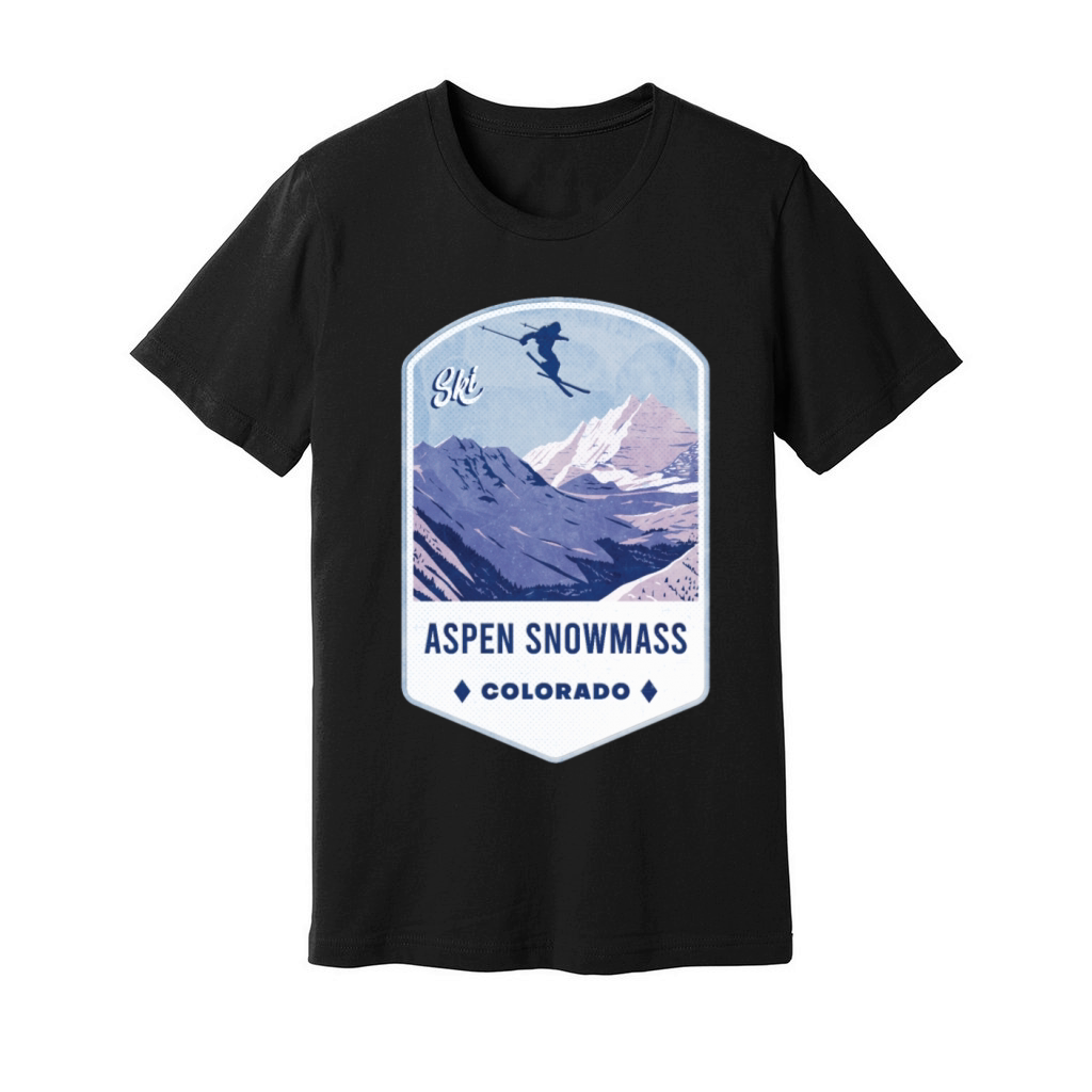 Aspen Snowmass Colorado Ski Badge Unisex Jersey Tee