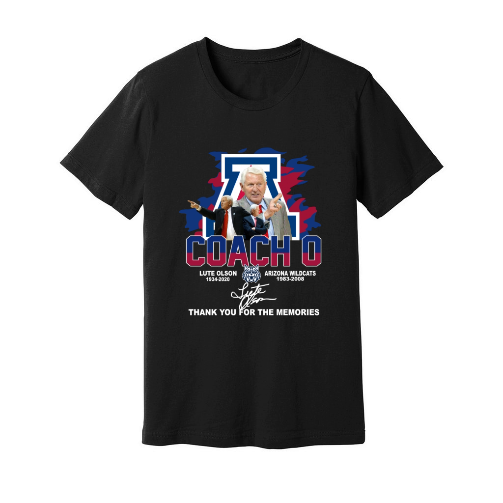 Coach O Lute Olson 1934 2020 Arizona Wildcats 1983 2008 Signature Unisex Jersey Tee