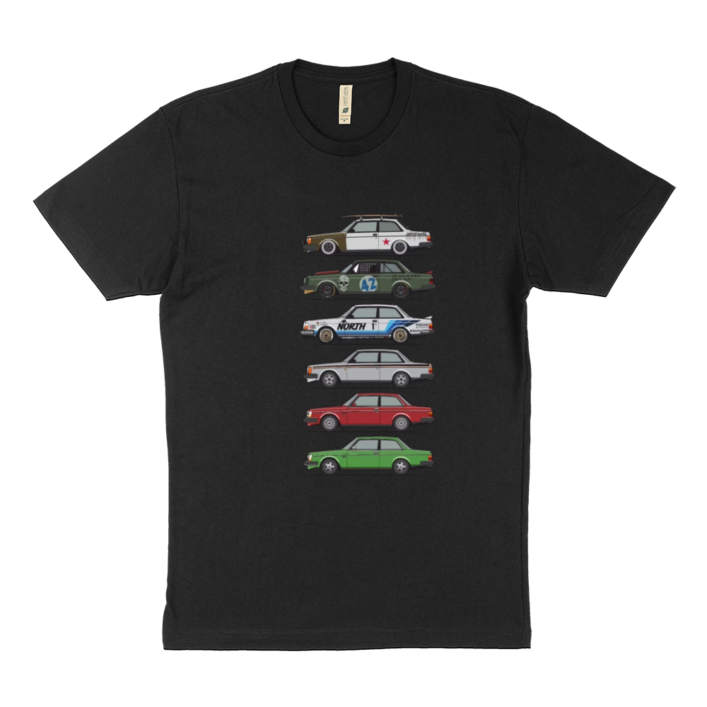 Stack of Volvo 240 Series 242 Brick Coupes Sustainable T-Shirt