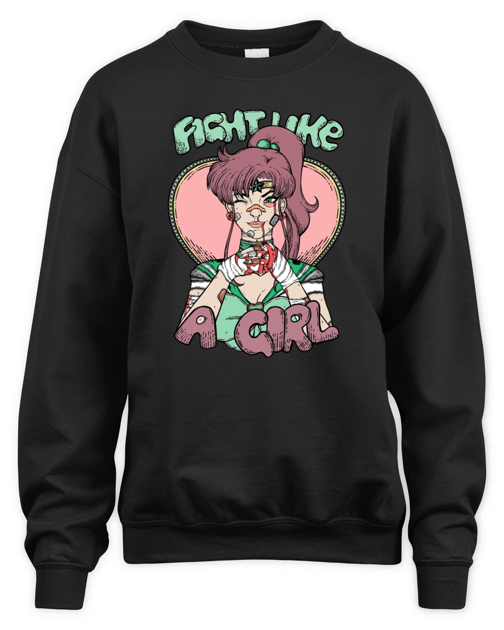 Sailor Moon- Fight Like A Girl Sailor Jupiter Unisex Premium Crewneck Sweatshirt