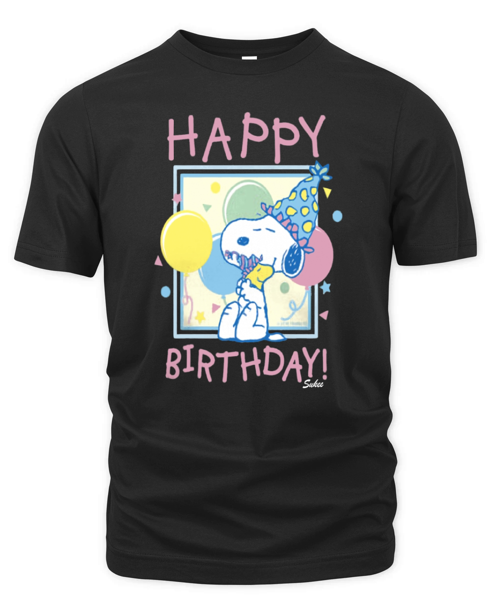 Peanuts Snoopy and Woodstock Happy Birthday Organic Unisex T-shirt