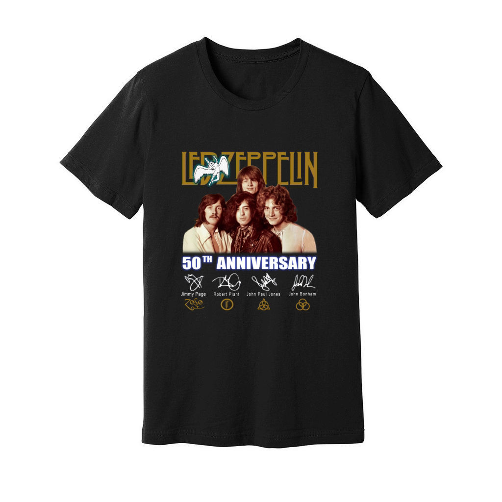 Led Zeppelin members 50th Anniversary signatures shirt Unisex Jersey Tee