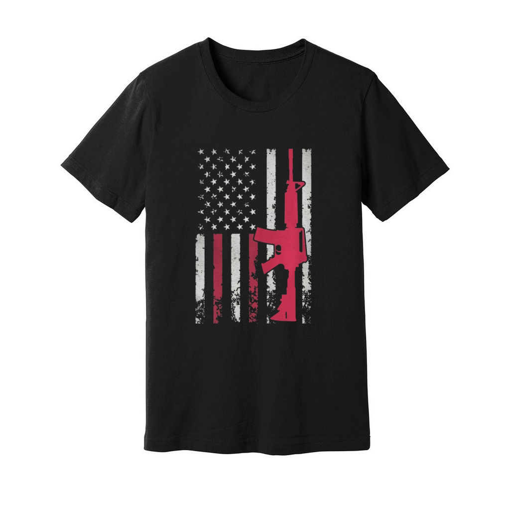 Demolition Ranch The Legend Gun AR15 - USA FLAG Tshirt Unisex Jersey Tee